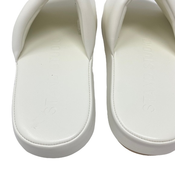 STAND STUDIO Tuva Slippers Sz 5 Women's White Faux Leather Slip On - Picture 10 of 12